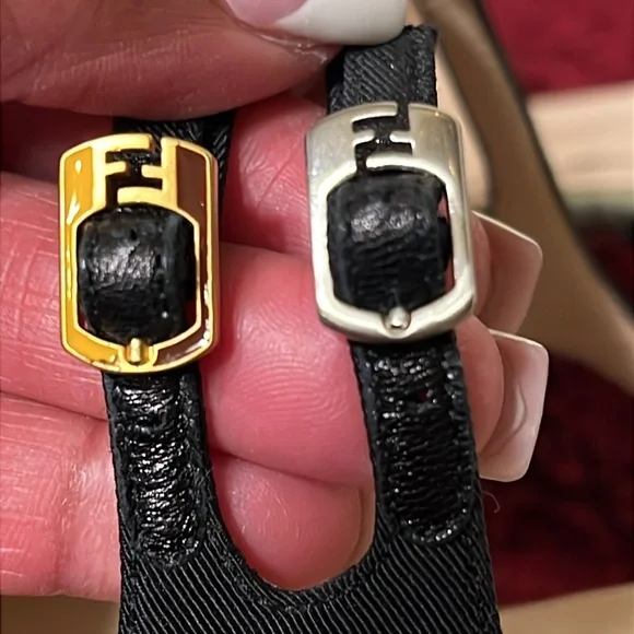 Fendi Olive Faille Color Block Ankle Strap Sandals size 8 - Picture 6 of 17